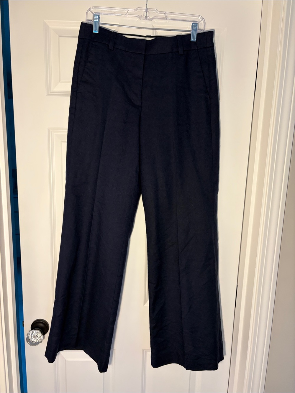 J. Crew Carolina Navy Blue Wide-Leg Linen Trousers